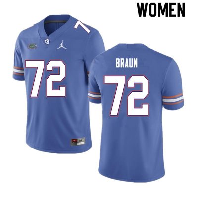 Women's Florida Gators #72 Josh Braun NCAA Nike Royal Authentic Stitched College Football Jersey SCH3562XR